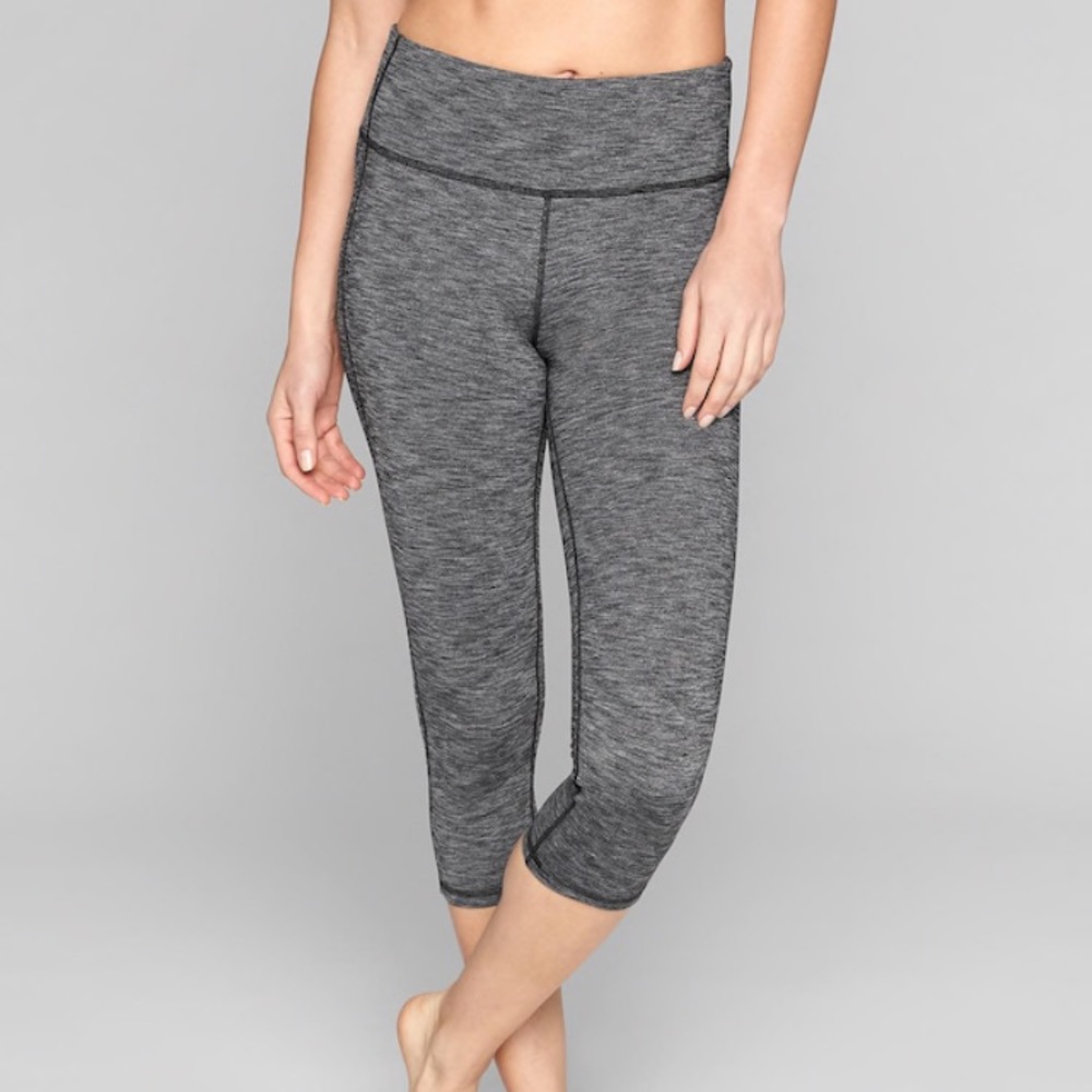 Athleta Chataranga Capri Grey Stripe Leggings